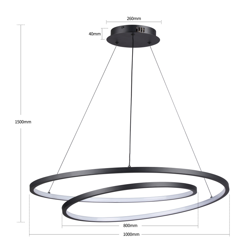 Brilagi - ściemnialna lampa wisząca LED na przewodzie TWISTER LED/105W/230V 3000-6000K o średnicy 100 cm, czarna + pilot zdalnego sterowania