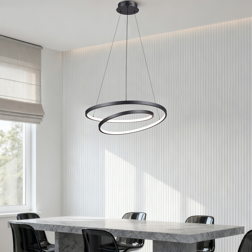 Brilagi - ściemnialna lampa wisząca LED na lince TWISTER LED/48W/230V 3000-6000K średnica 50 cm czarna + zdalne sterowanie