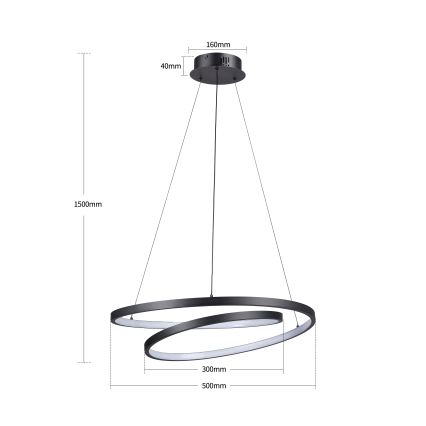 Brilagi - ściemnialna lampa wisząca LED na lince TWISTER LED/48W/230V 3000-6000K średnica 50 cm czarna + zdalne sterowanie