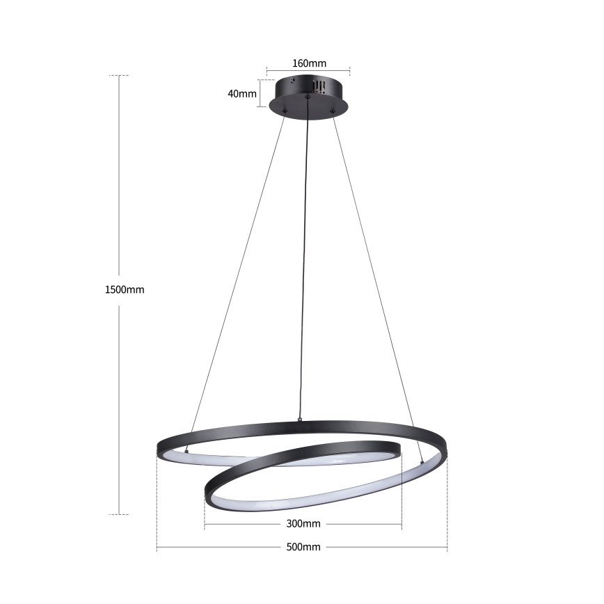 Brilagi - ściemnialna lampa wisząca LED na lince TWISTER LED/48W/230V 3000-6000K średnica 50 cm czarna + zdalne sterowanie