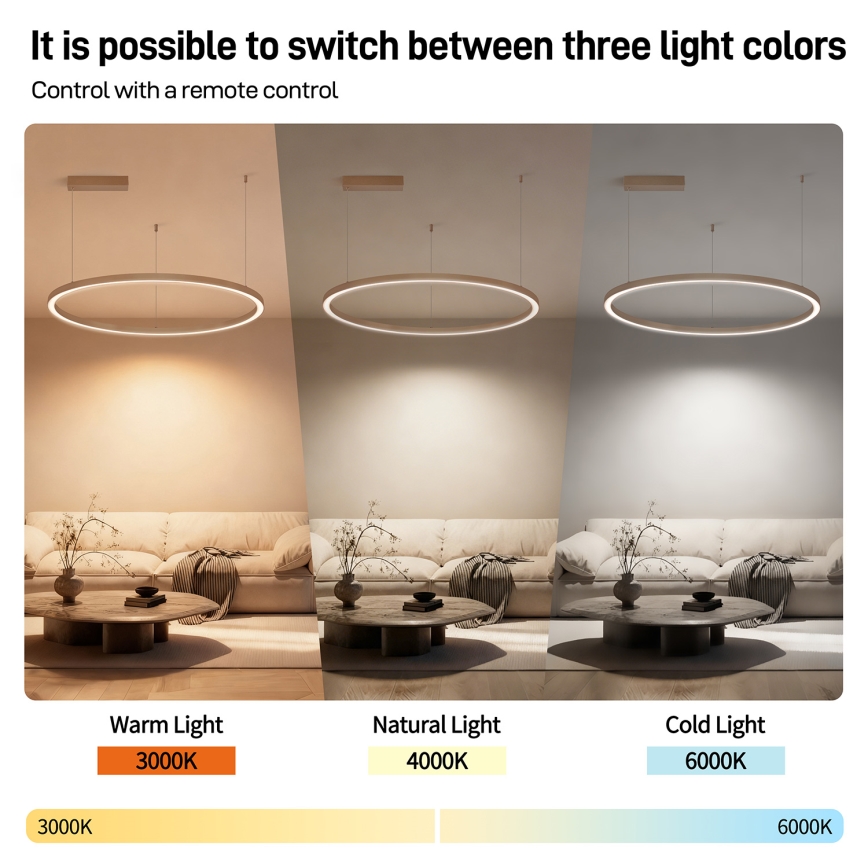 Brilagi - ściemnialny żyrandol LED na lince PORTOFINO LED/60W/230V 3000-6000K Ø 80 cm beżowy + pilot zdalnego sterowania