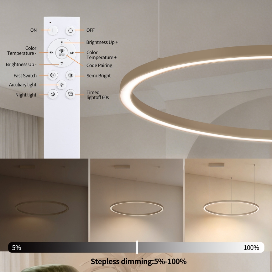 Brilagi - ściemnialny żyrandol LED na lince PORTOFINO LED/60W/230V 3000-6000K Ø 80 cm beżowy + pilot zdalnego sterowania