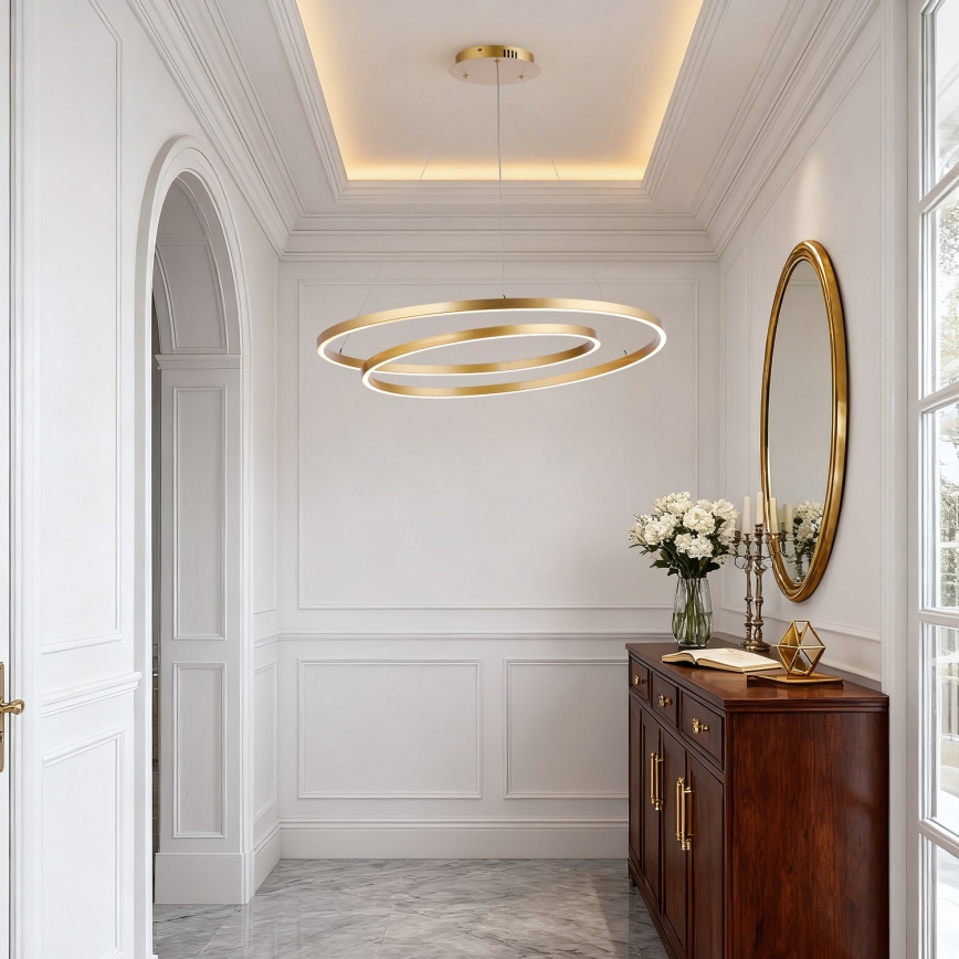 Brilagi - Ściemnialny żyrandol na linie TWISTER LED/105W/230V 3000-6000K śr. 100 cm złoty + zdalne sterowanie (pilot)