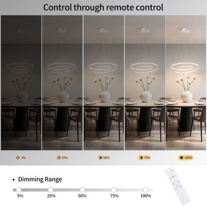 Brilagi - ściemnialny żyrandol wiszący na linkach TWISTER LED/48W/230V 3000-6000K śr. 50 cm biały + pilot zdalnego sterowania