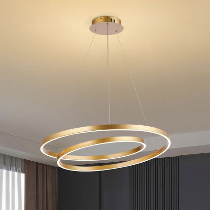 Brilagi - Ściemnialna lampa wisząca na linkach TWISTER LED/75W/230V 3000-6000K śr. 70 cm złota + pilot