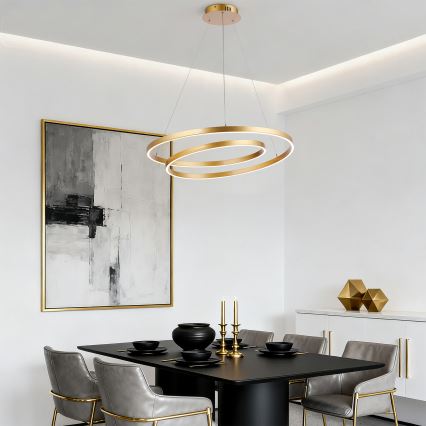 Brilagi - Ściemnialna lampa wisząca na linkach TWISTER LED/75W/230V 3000-6000K śr. 70 cm złota + pilot