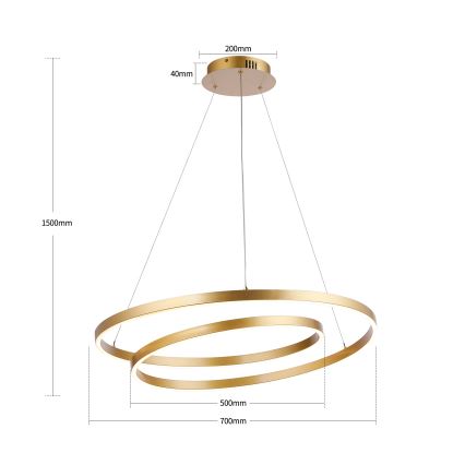 Brilagi - Ściemnialna lampa wisząca na linkach TWISTER LED/75W/230V 3000-6000K śr. 70 cm złota + pilot