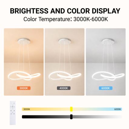 Brilagi - ściemnialny żyrandol LED na linkach INFINITY LED/55W/230V 3000-6000K 50x50 cm biały + pilot zdalnego sterowania
