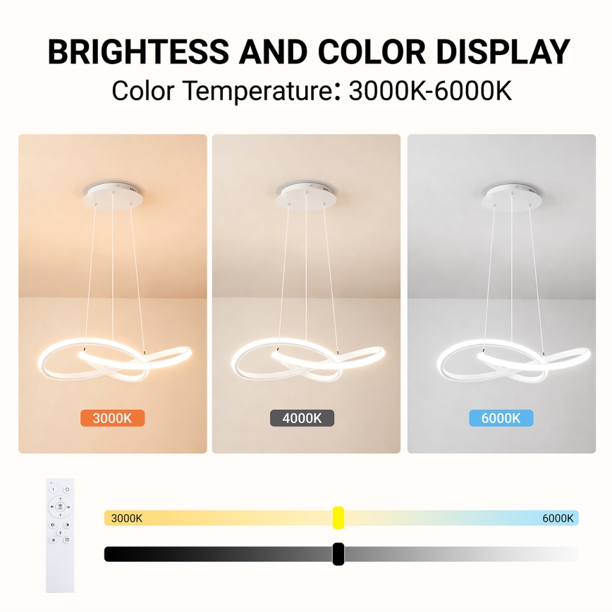 Brilagi - ściemnialny żyrandol LED na linkach INFINITY LED/55W/230V 3000-6000K 50x50 cm biały + pilot zdalnego sterowania