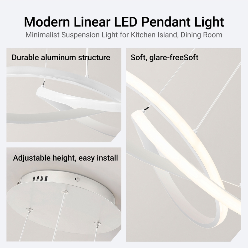 Brilagi - ściemnialny żyrandol LED na linkach INFINITY LED/55W/230V 3000-6000K 50x50 cm biały + pilot zdalnego sterowania