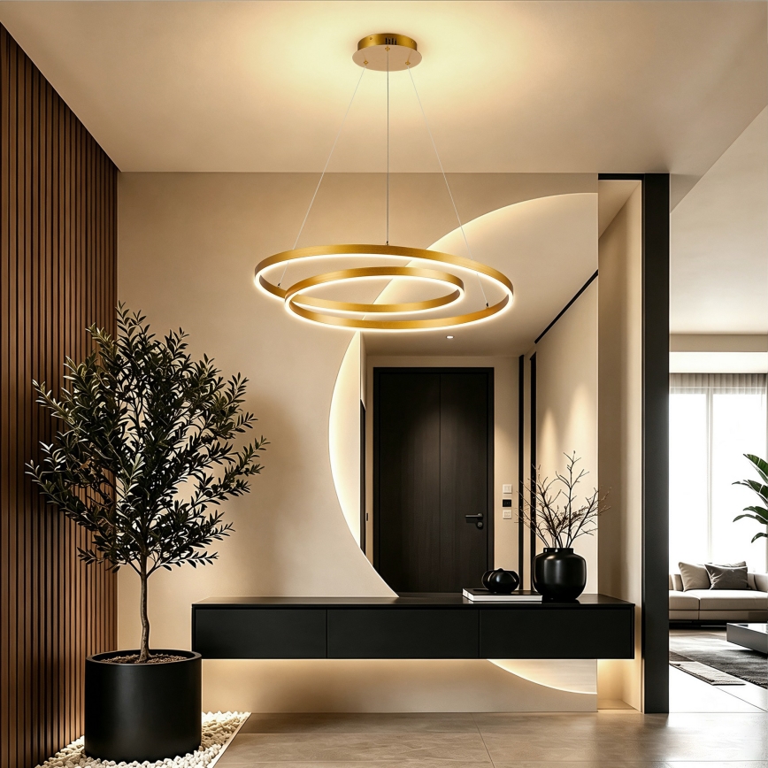 BRILAGI - ściemnialny żyrandol LED na linkach TWISTER LED/75W/230V 3000-6000K śr. 70 cm złoty + pilot zdalnego sterowania