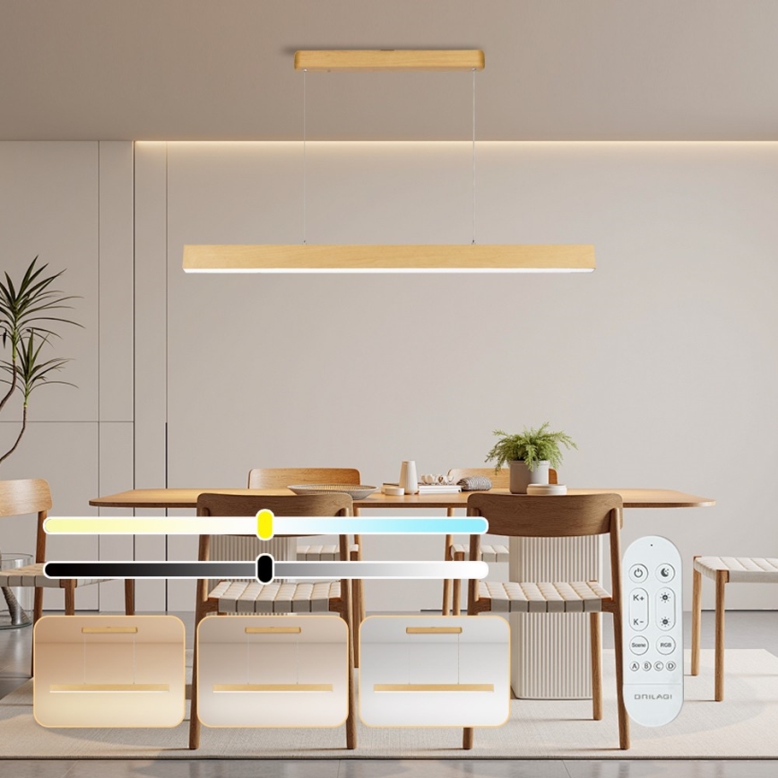 Brilagi - LED ściemnialny żyrandol SLEEKLINE SMART LED/40W/230V Wi-Fi Tuya dekor dębu + pilot zdalnego sterowania