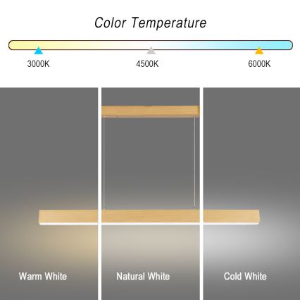 Brilagi - LED ściemnialny żyrandol SLEEKLINE SMART LED/40W/230V Wi-Fi Tuya dekor dębu + pilot zdalnego sterowania