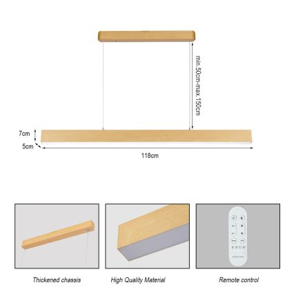 Brilagi - LED ściemnialny żyrandol SLEEKLINE SMART LED/40W/230V Wi-Fi Tuya dekor dębu + pilot zdalnego sterowania