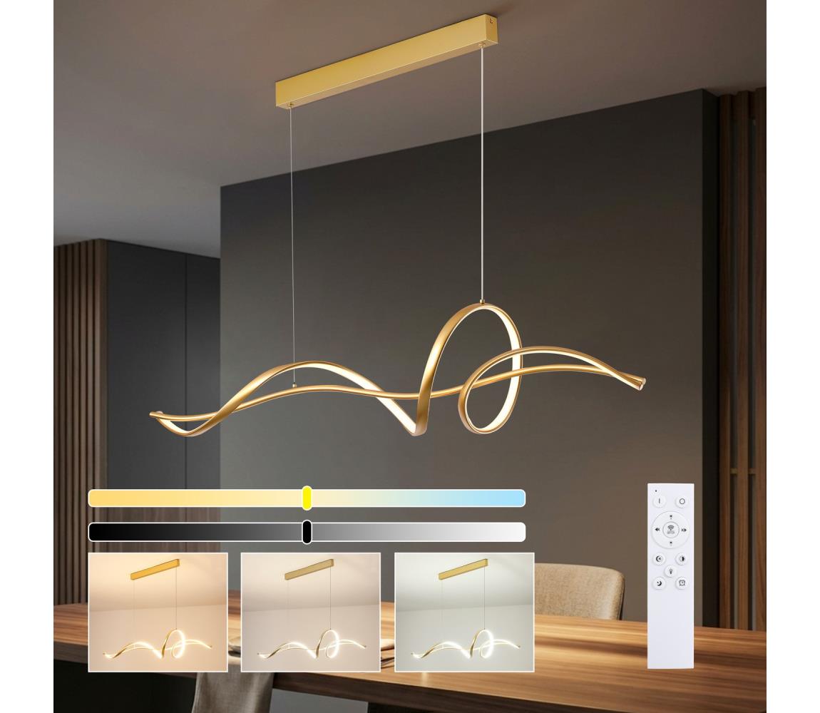 Brilagi - LED ściemnialny żyrandol wiszący na lince SIGNATURE LED/55W/230V 120x23 cm złoty + pilot