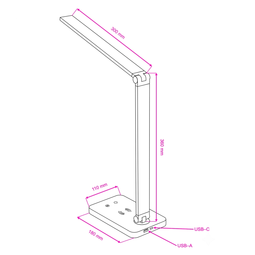 Brilagi - Lampka stołowa LED ściemniana z dotykowym sterowaniem i bezprzewodowym ładowaniem Qi MODO CHARGE LED/7W/5V 3000/4000/6000K biała