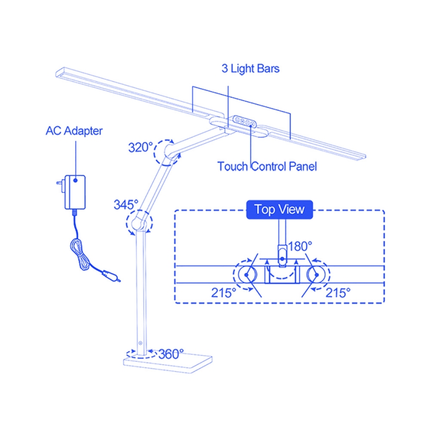 Brilagi - Ściemniana dotykowa lampka biurkowa LED VARIO, 24W, 230V, 3000–6500K, CRI 92, czarna