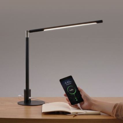 Brilagi - LED ściemniana dotykowa lampka biurkowa z portami USB VARIO LED/7W/230V 3000-6500K CRI 96 czarna