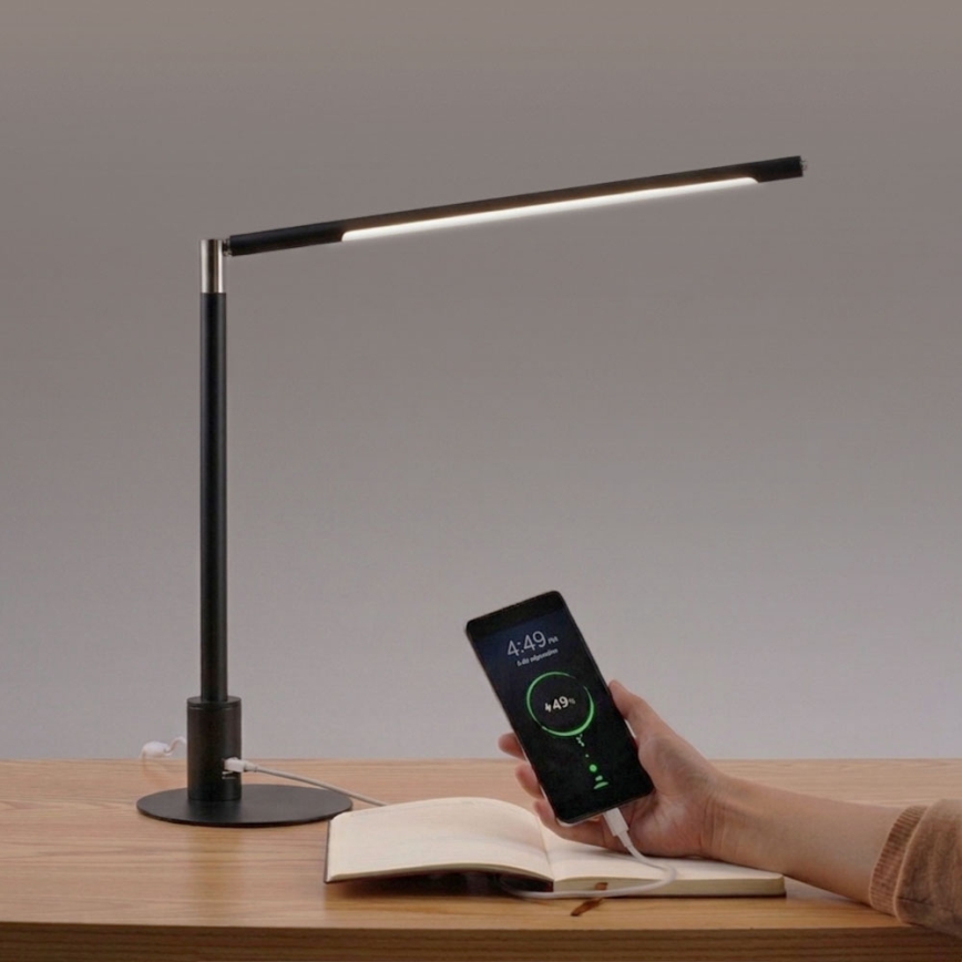 Brilagi - LED ściemniana dotykowa lampka biurkowa z portami USB VARIO LED/7W/230V 3000-6500K CRI 96 czarna