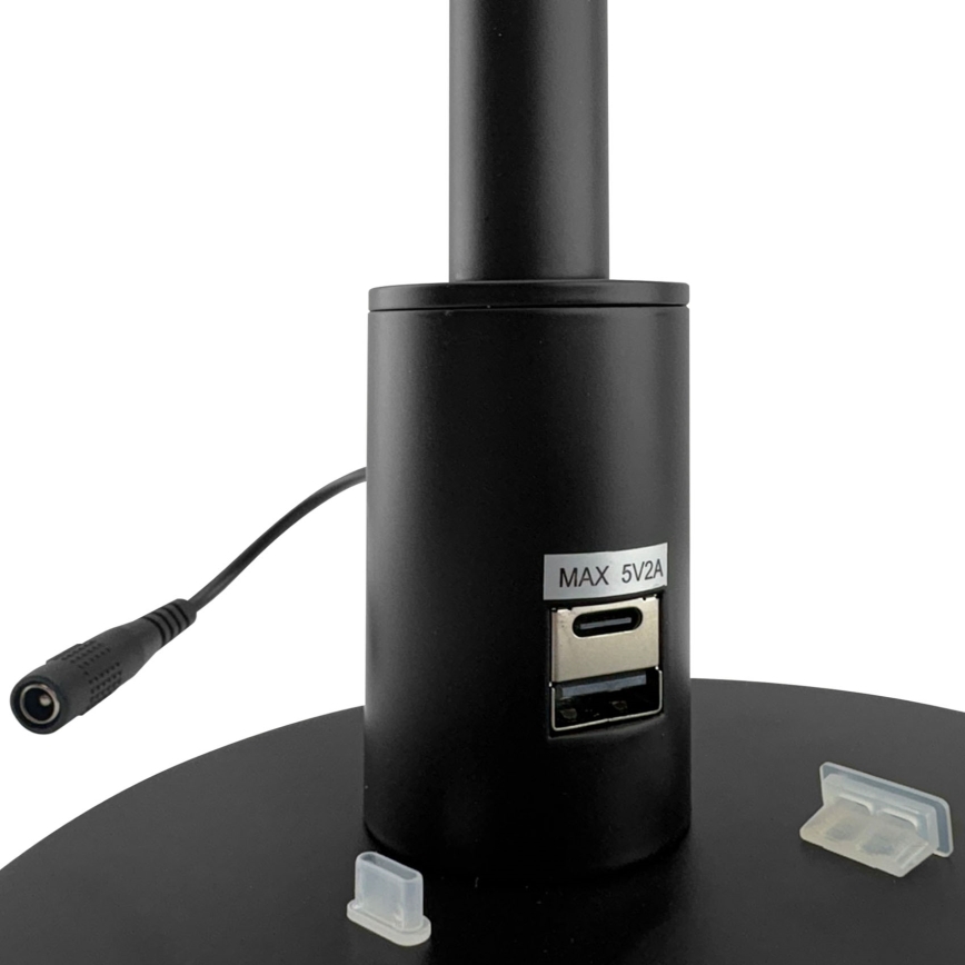 Brilagi - LED ściemniana dotykowa lampka biurkowa z portami USB VARIO LED/7W/230V 3000-6500K CRI 96 czarna