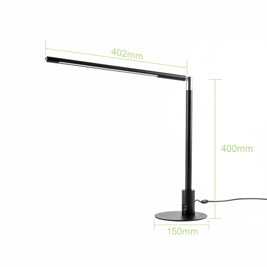 Brilagi - LED ściemniana dotykowa lampka biurkowa z portami USB VARIO LED/7W/230V 3000-6500K CRI 96 czarna