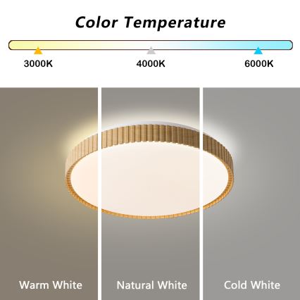 Brilagi - Ściemnialna lampa sufitowa CORVO LED/72W/230V 3000-6000K dekor drewna śr. 50 cm + pilot zdalnego sterowania