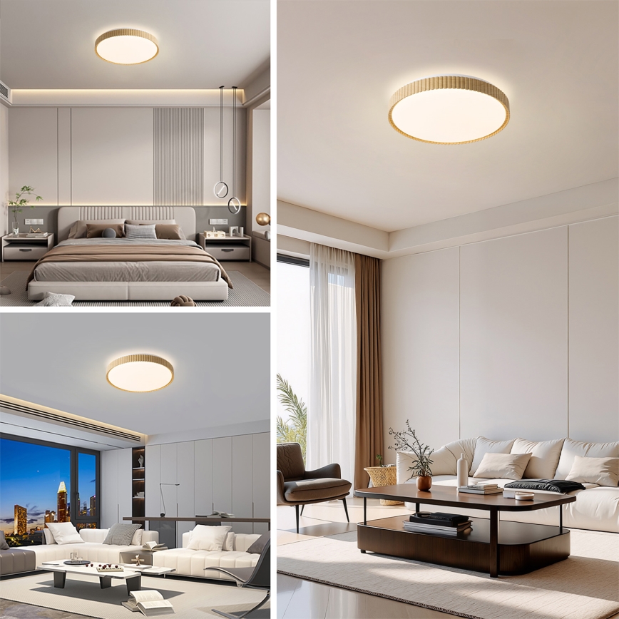 Brilagi - Ściemnialna lampa sufitowa CORVO LED/72W/230V 3000-6000K dekor drewna śr. 50 cm + pilot zdalnego sterowania