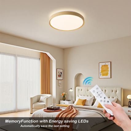 Brilagi - Ściemnialna lampa sufitowa CORVO LED/72W/230V 3000-6000K dekor drewna śr. 50 cm + pilot zdalnego sterowania