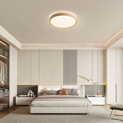 Brilagi - Ściemnialna lampa sufitowa CORVO LED/72W/230V 3000-6000K dekor drewna śr. 50 cm + pilot zdalnego sterowania