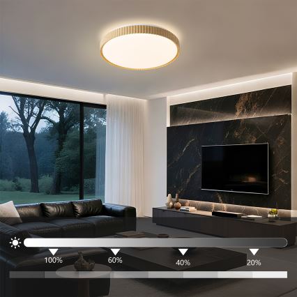 Brilagi - Ściemnialna lampa sufitowa CORVO LED/72W/230V 3000-6000K dekor drewna śr. 50 cm + pilot zdalnego sterowania