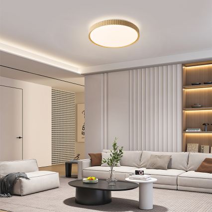 Brilagi - Ściemnialna lampa sufitowa CORVO LED/72W/230V 3000-6000K dekor drewna śr. 50 cm + pilot zdalnego sterowania