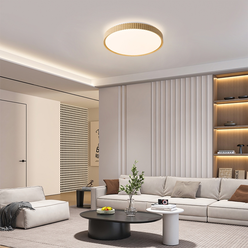 Brilagi - Ściemnialna lampa sufitowa CORVO LED/72W/230V 3000-6000K dekor drewna śr. 50 cm + pilot zdalnego sterowania