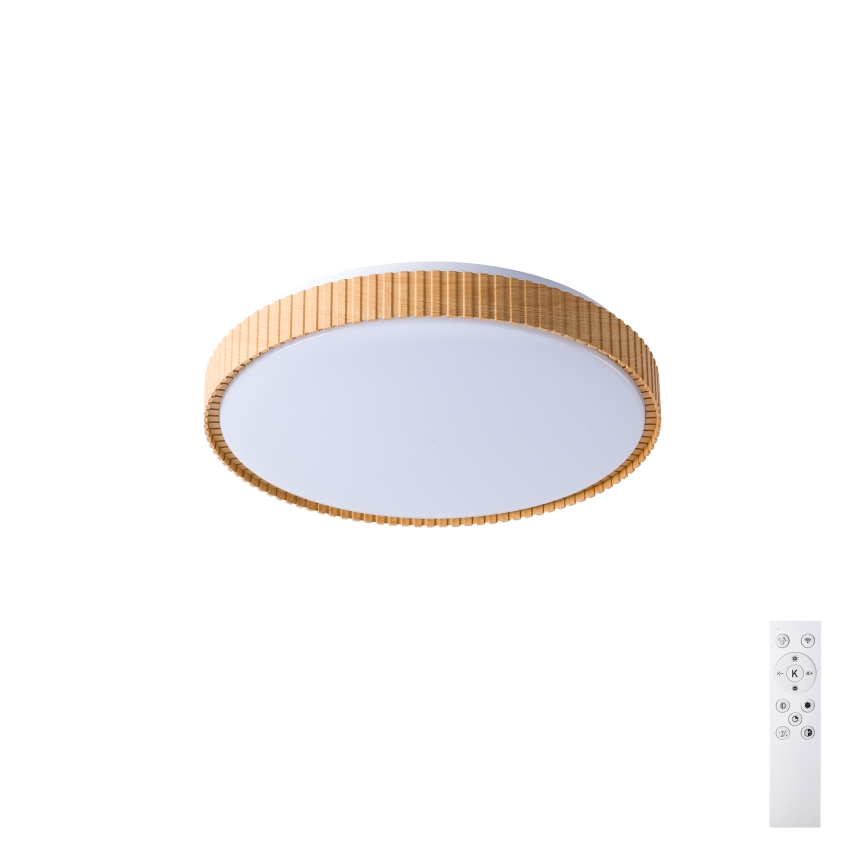 Brilagi - Ściemnialna lampa sufitowa CORVO LED/72W/230V 3000-6000K dekor drewna śr. 50 cm + pilot zdalnego sterowania
