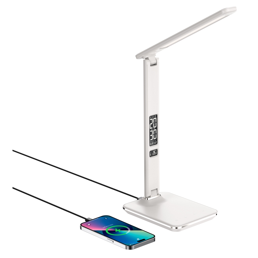 Brilagi - LED ściemnialna lampa stołowa z bezprzewodowym ładowaniem QI i USB REGINA LED/8,5W/230V biała