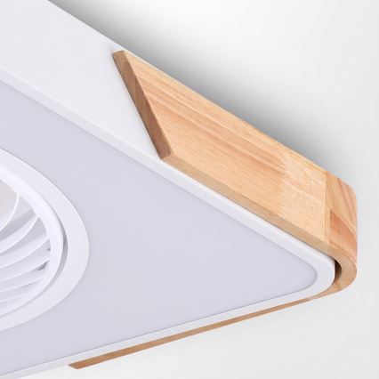 Brilagi - Ściemnialna oprawa sufitowa LED z wentylatorem LED/30W/230V 3000-6500K biały/dąb + pilot zdalnego sterowania