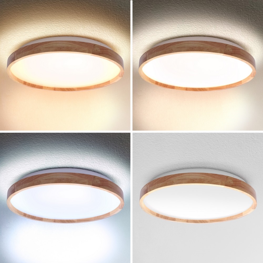 Brilagi - LED Regulowane natynkowe oświetlenie sufitowe ALSON LED/48W/230V 3000-6500K dąb śr. 39,5 cm + pilot do zdalnego sterowania