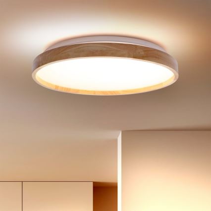 Brilagi - LED Regulowane natynkowe oświetlenie sufitowe ALSON LED/48W/230V 3000-6500K dąb śr. 39,5 cm + pilot do zdalnego sterowania