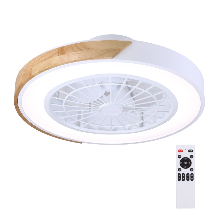 Brilagi - LED Ściemniany plafon z wentylatorem LED/30W/230V 3000-6500K biały/dąb + pilot zdalnego sterowania