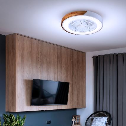 Brilagi - LED Ściemniany plafon z wentylatorem LED/30W/230V 3000-6500K biały/dąb + pilot zdalnego sterowania