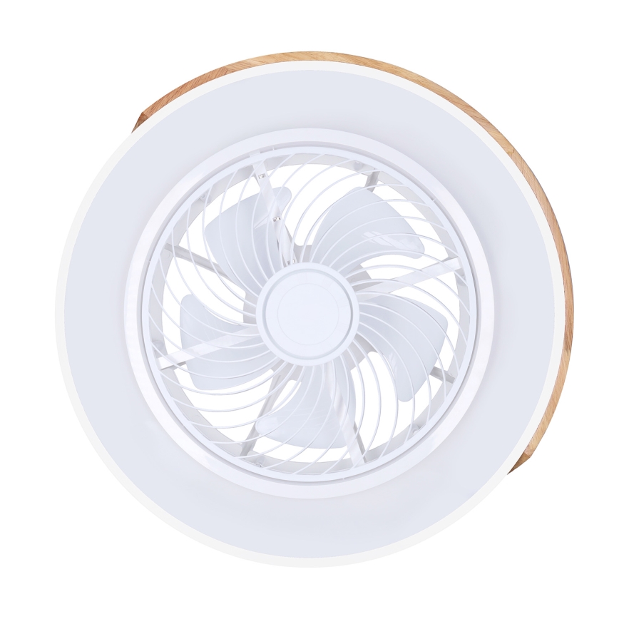 Brilagi - LED Ściemniany plafon z wentylatorem LED/30W/230V 3000-6500K biały/dąb + pilot zdalnego sterowania