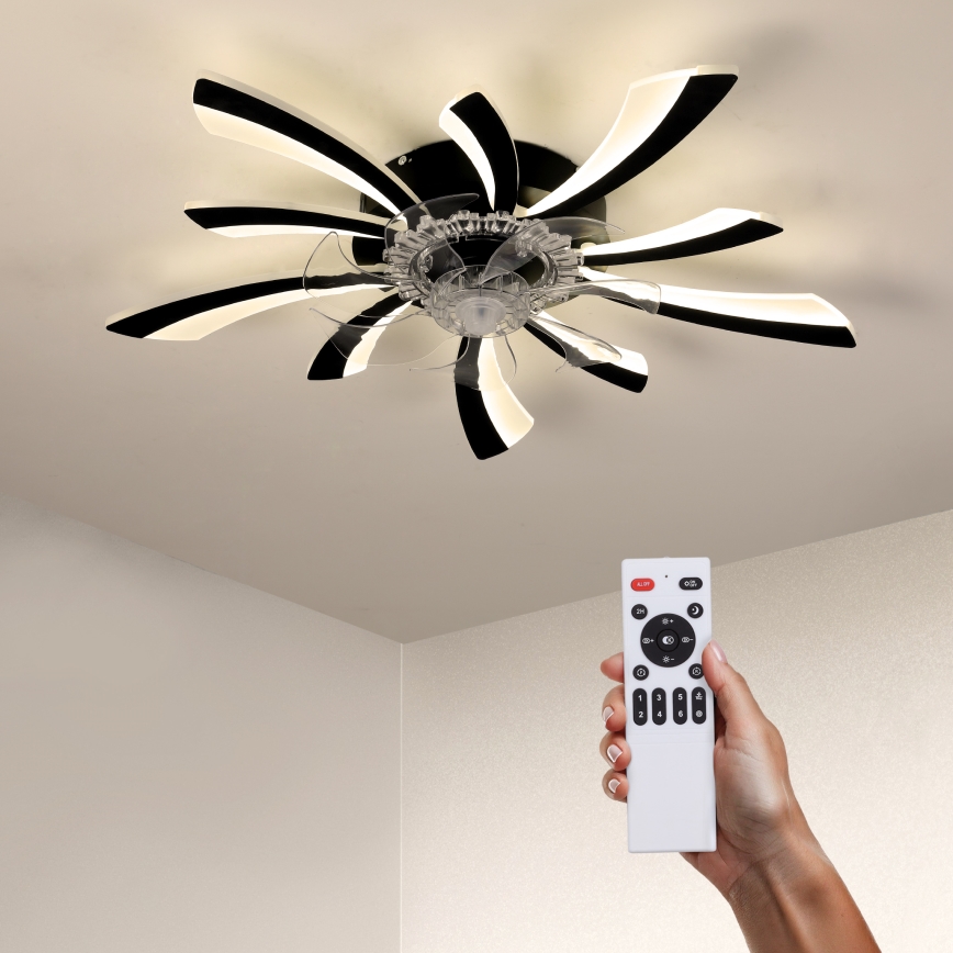 Brilagi - LED Ściemniany plafon z wentylatorem LED/50W/230V 3000-6500K czarny + pilot zdalnego sterowania
