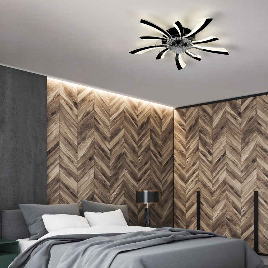 Brilagi - LED Ściemniany plafon z wentylatorem LED/50W/230V 3000-6500K czarny + pilot zdalnego sterowania