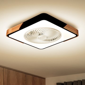 Brilagi - LED Ściemniany plafon z wentylatorem LED/30W/230V 3000-6500K czarny/dąb + pilot zdalnego sterowania