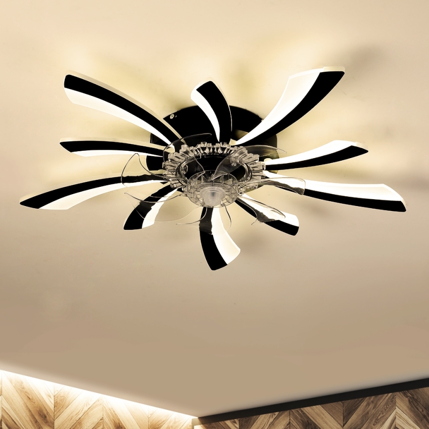 Brilagi - LED Ściemniany plafon z wentylatorem LED/50W/230V 3000-6500K czarny + pilot zdalnego sterowania
