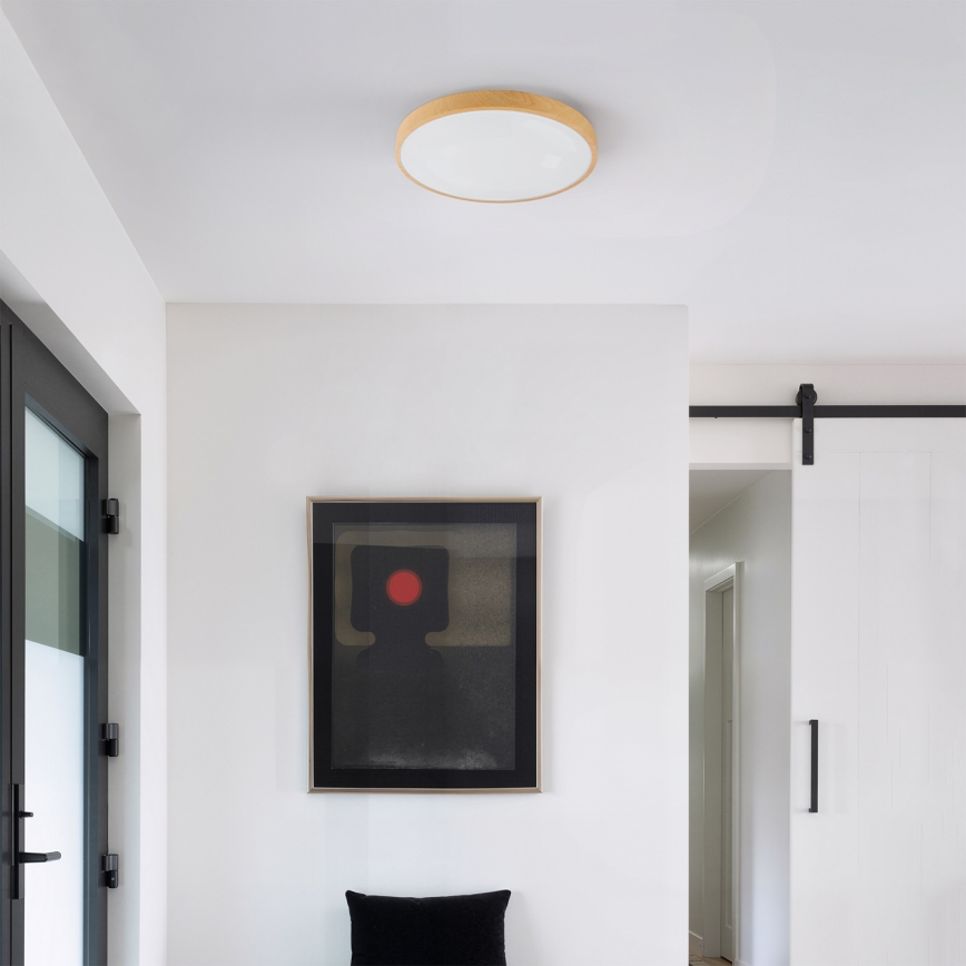 Brilagi - LED ściemnialna oprawa sufitowa GLASS POOL DOUBLE LED/48W/230V 3000-6000K 40 cm w dekorze drewna + z pilotem