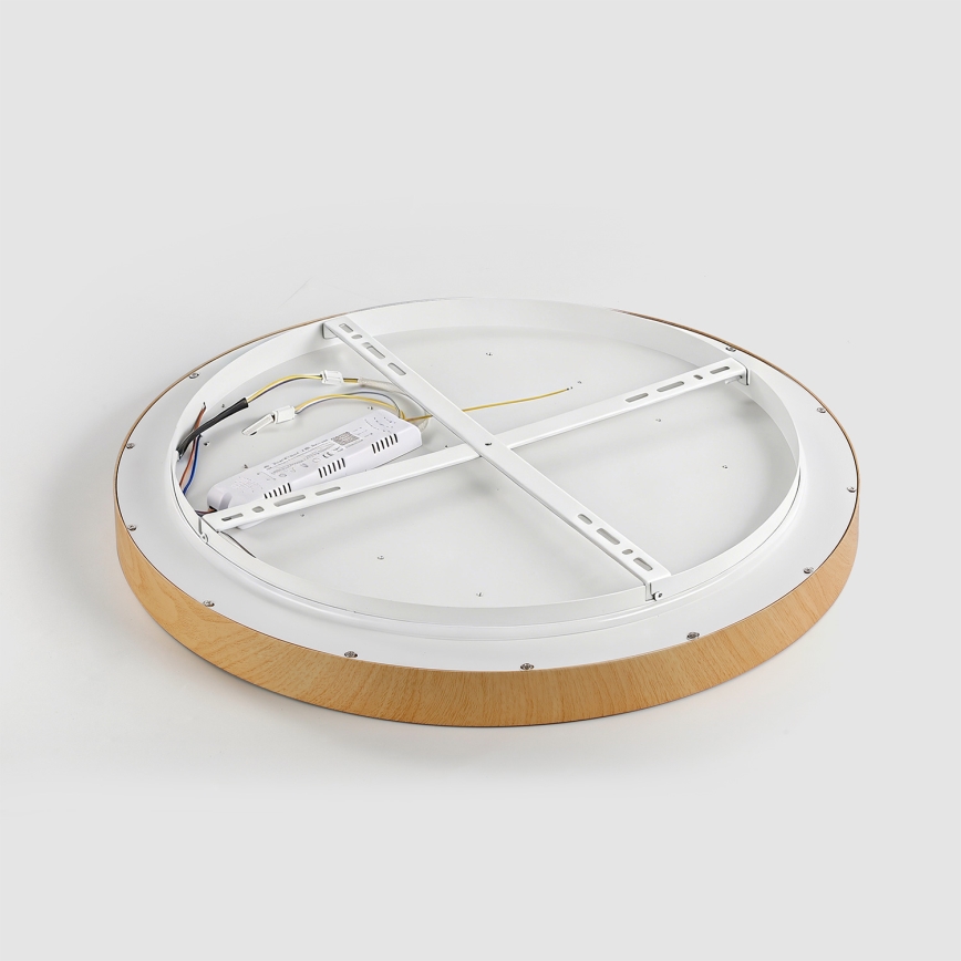 Brilagi - LED ściemnialna oprawa sufitowa GLASS POOL DOUBLE LED/48W/230V 3000-6000K 40 cm w dekorze drewna + z pilotem