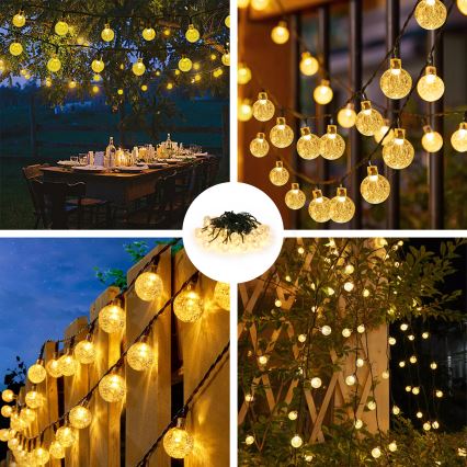 Brilagi - LED Solarny łańcuch ozdobny BUBBLE 50xLED/8 funkcji 7m IP65 ciepła biel