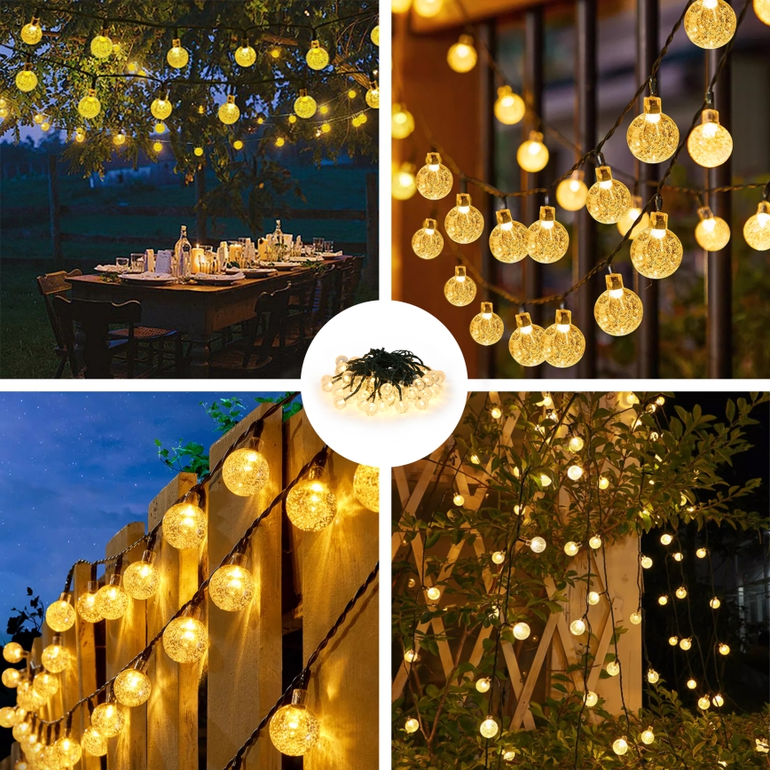 Brilagi - LED Solarny łańcuch ozdobny BUBBLE 50xLED/8 funkcji 7m IP65 ciepła biel