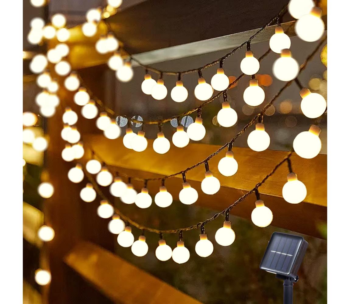 Brilagi - LED Solarny ozdobny łańcuch BUBBLE 200xLED/8 funkcji 20m IP65 ciepła biel