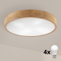 Brilagi - LED sufitowa lampa CARVALHO 4xE27/60W/230V dąb, śr. 57,5 cm